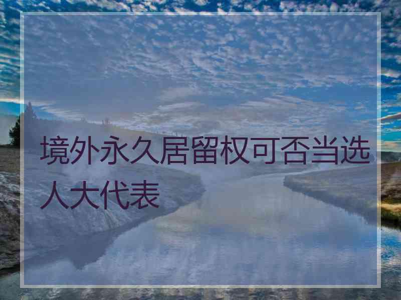 境外永久居留权可否当选人大代表