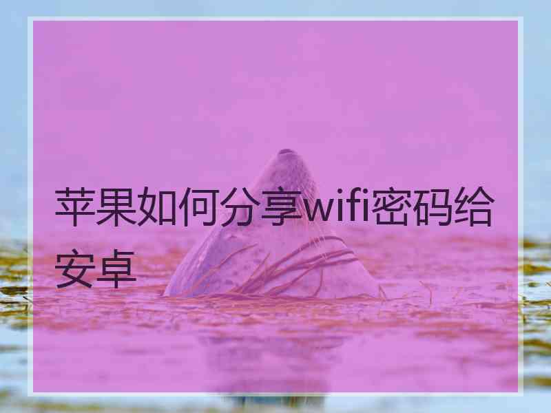 苹果如何分享wifi密码给安卓