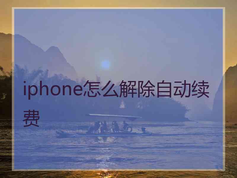 iphone怎么解除自动续费