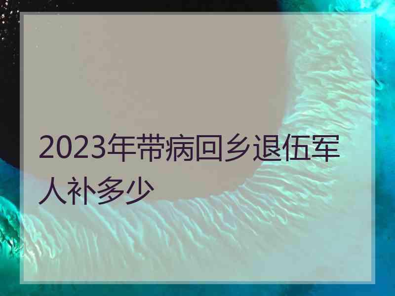 2023年带病回乡退伍军人补多少