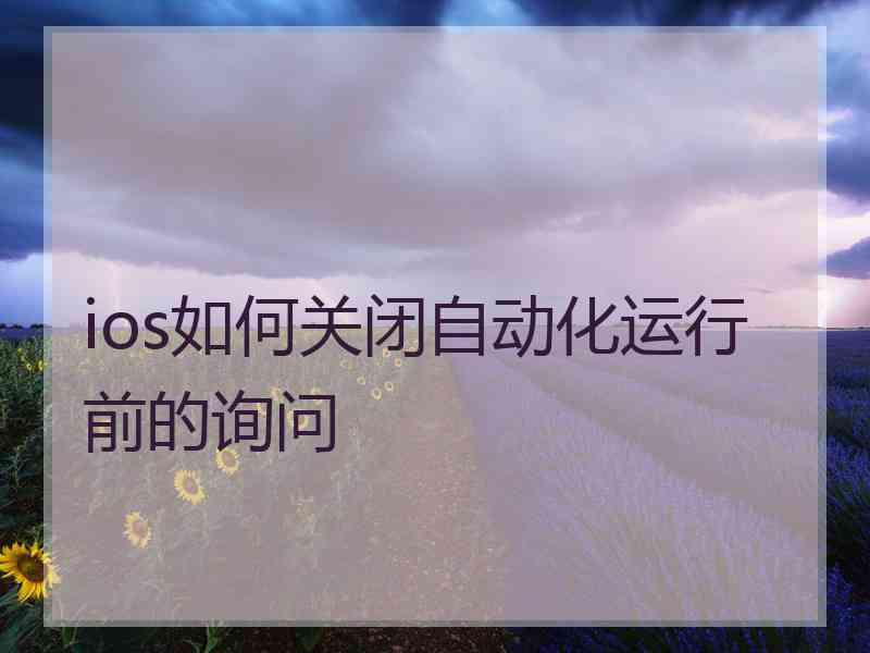 ios如何关闭自动化运行前的询问