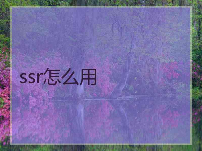 ssr怎么用