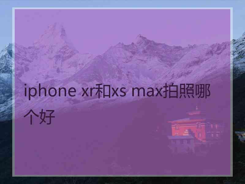 iphone xr和xs max拍照哪个好