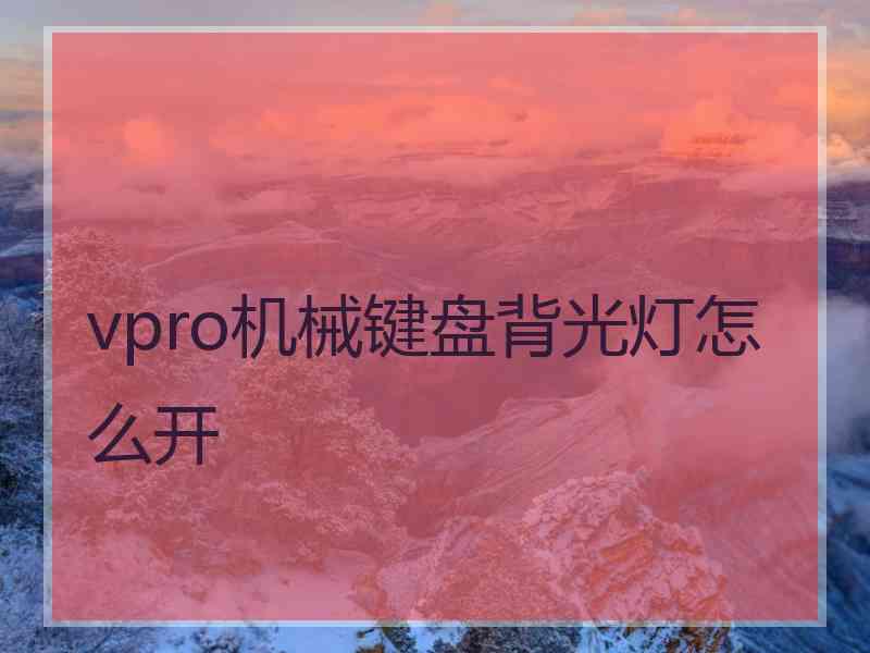 vpro机械键盘背光灯怎么开