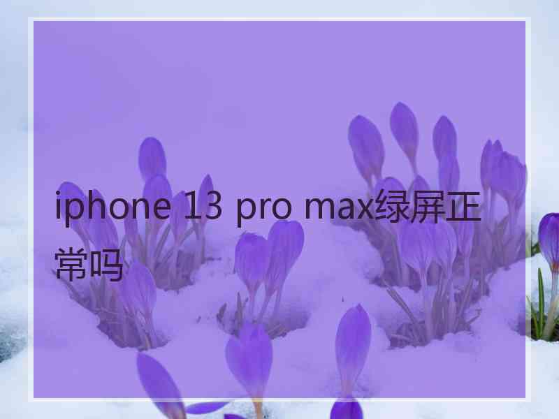 iphone 13 pro max绿屏正常吗