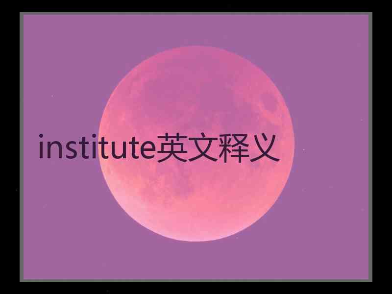 institute英文释义