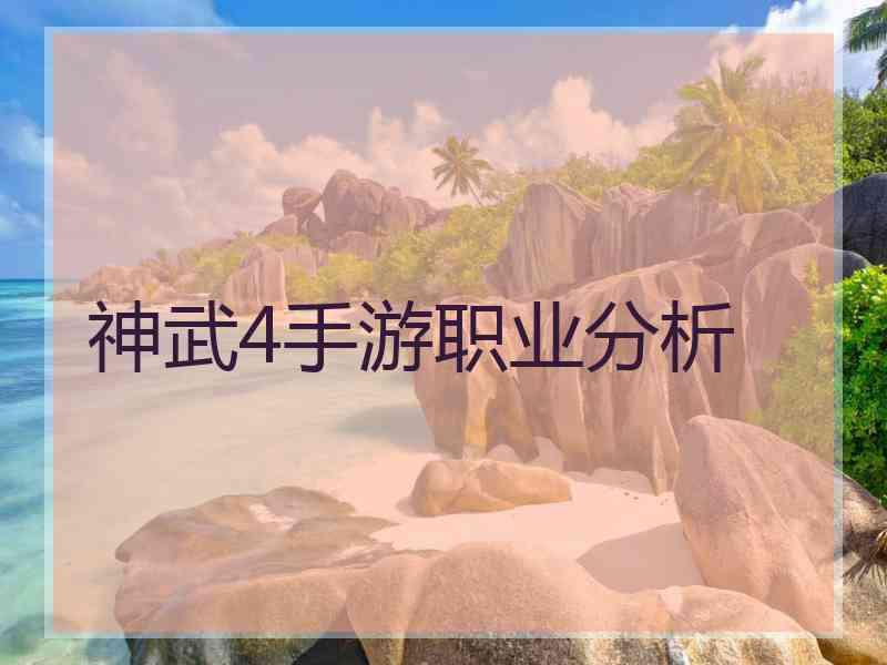 神武4手游职业分析