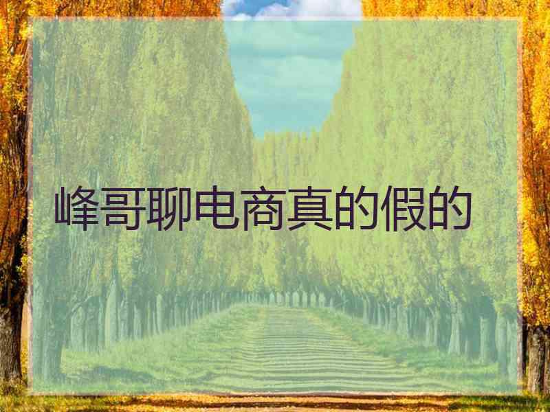 峰哥聊电商真的假的