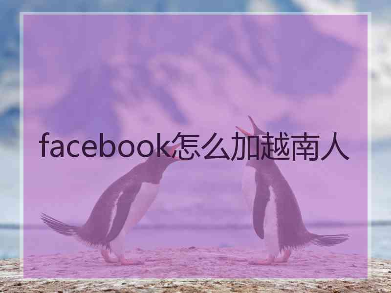 facebook怎么加越南人