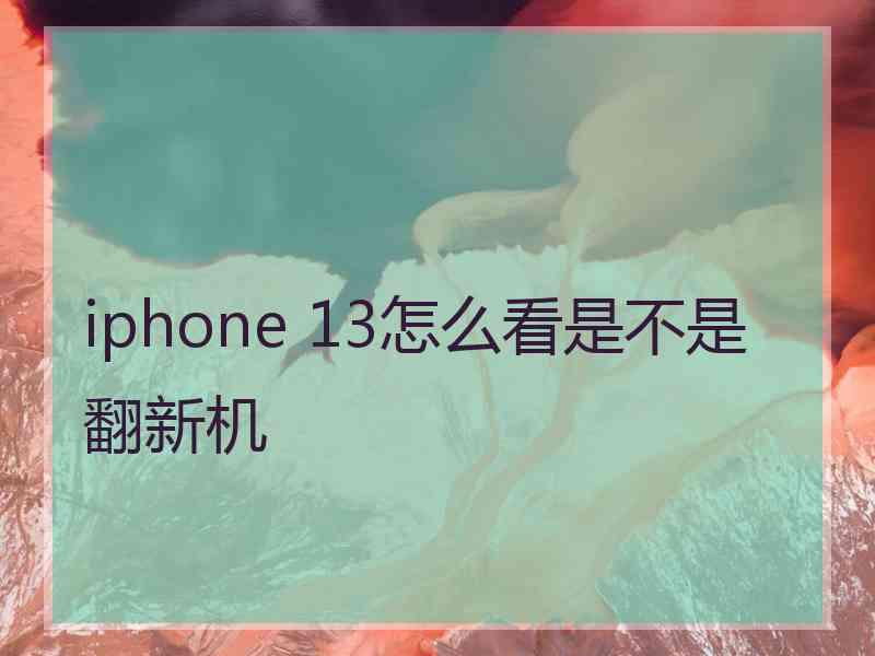 iphone 13怎么看是不是翻新机