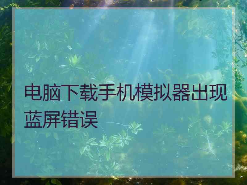 电脑下载手机模拟器出现蓝屏错误