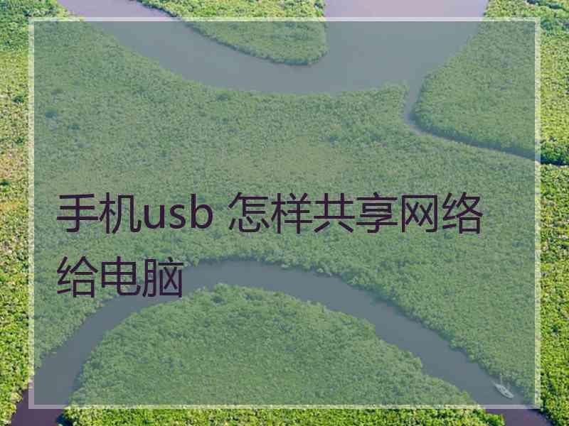 手机usb 怎样共享网络给电脑