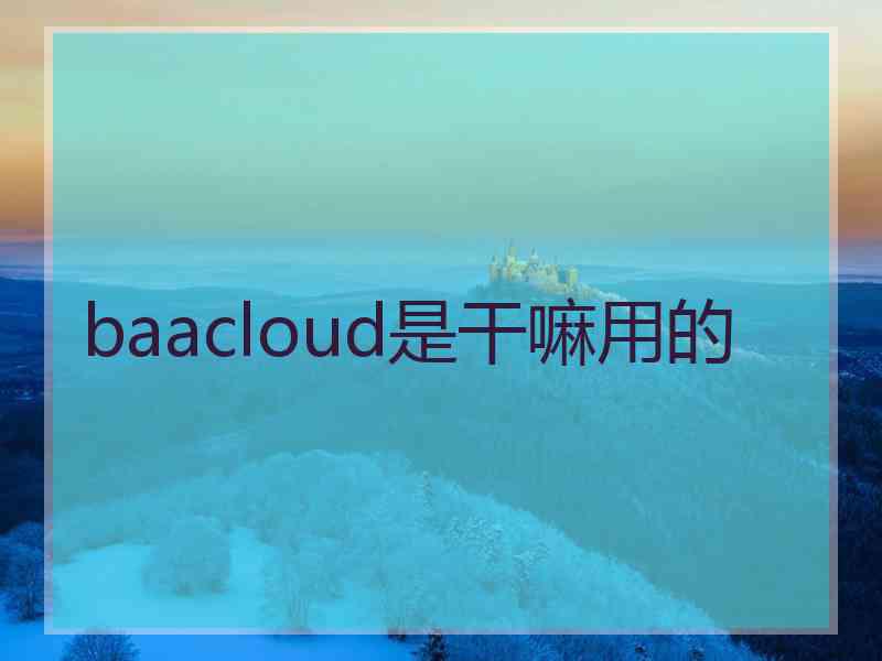 baacloud是干嘛用的