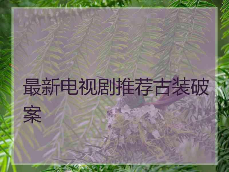 最新电视剧推荐古装破案