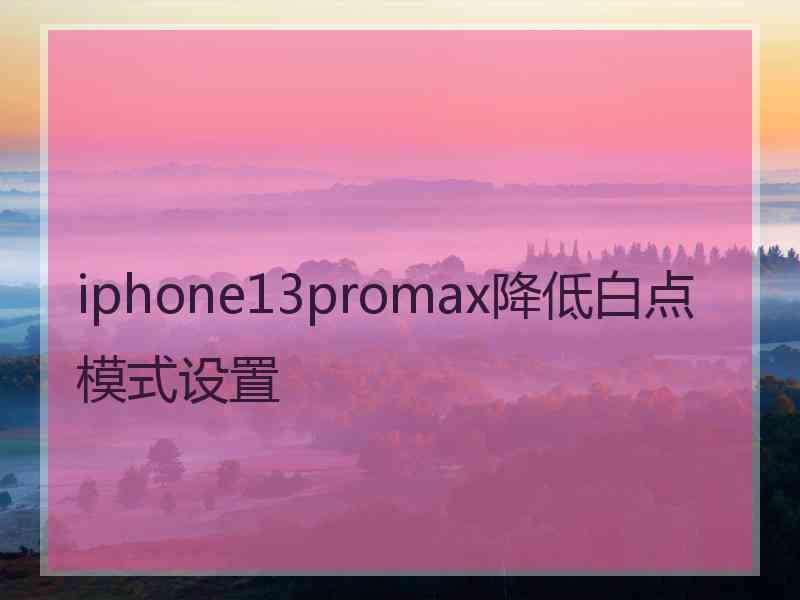 iphone13promax降低白点模式设置