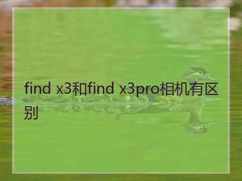 find x3和find x3pro相机有区别