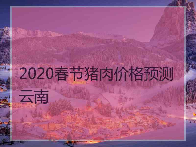 2020春节猪肉价格预测云南