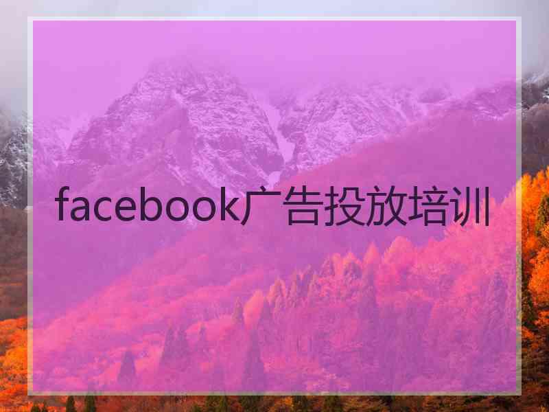 facebook广告投放培训