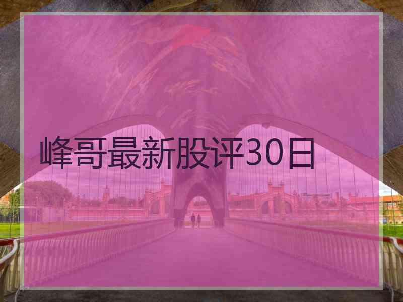 峰哥最新股评30日