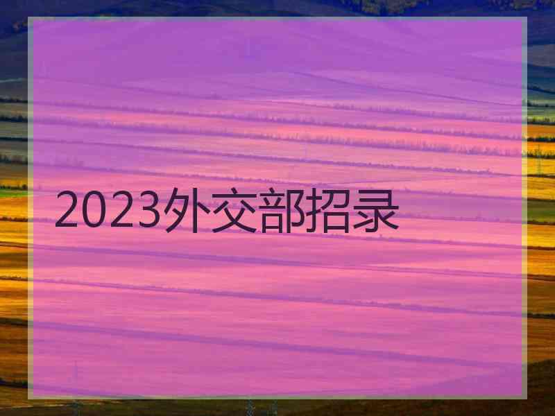 2023外交部招录