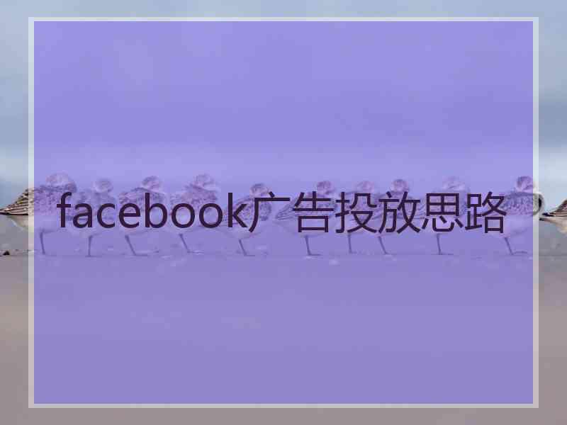 facebook广告投放思路