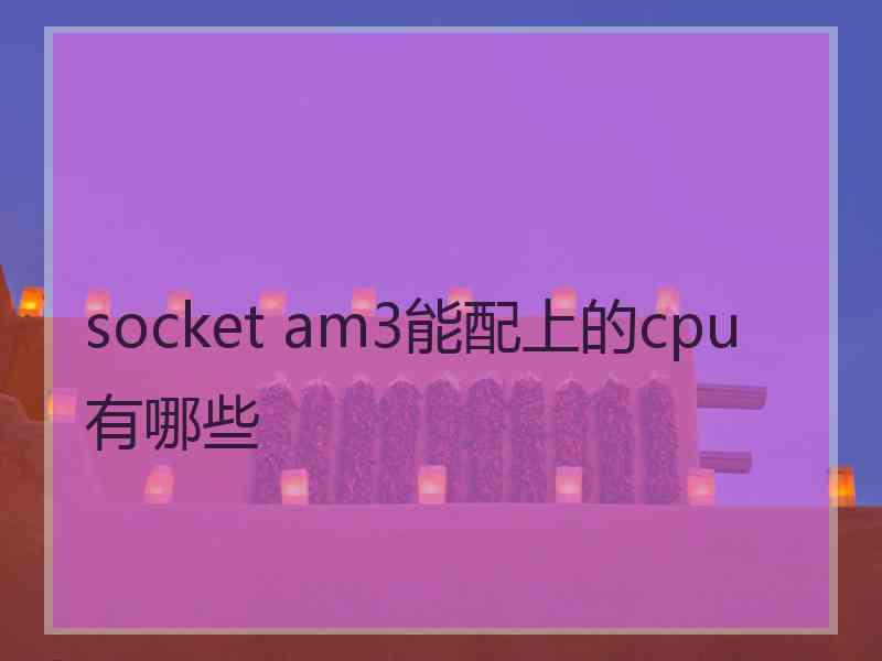 socket am3能配上的cpu有哪些