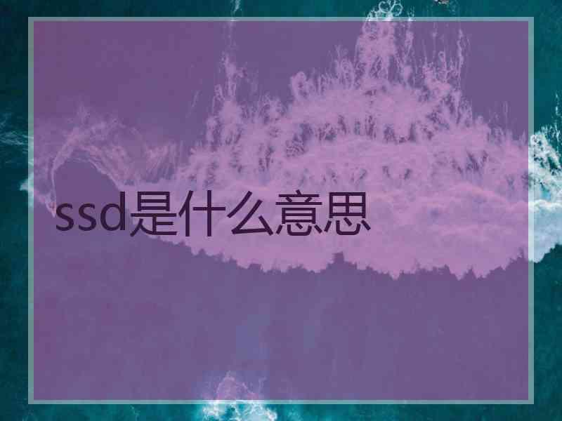 ssd是什么意思