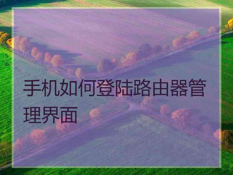 手机如何登陆路由器管理界面