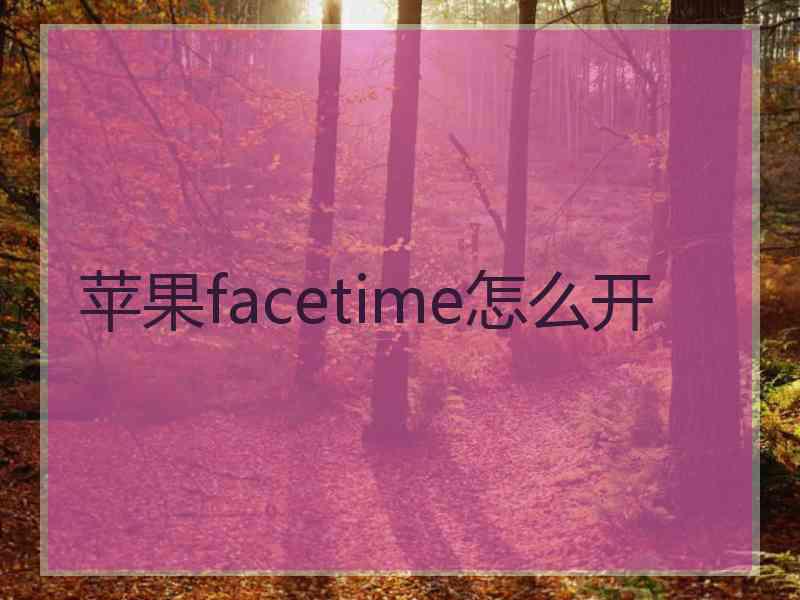 苹果facetime怎么开