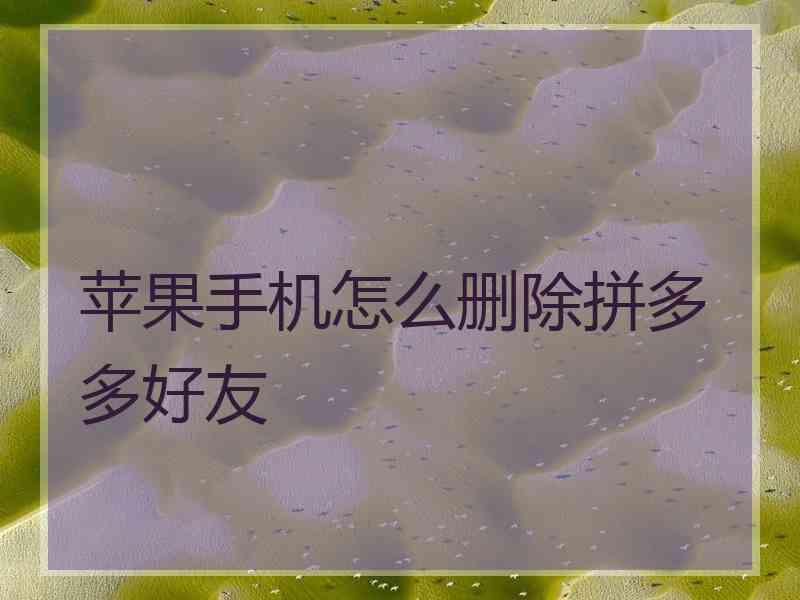 苹果手机怎么删除拼多多好友