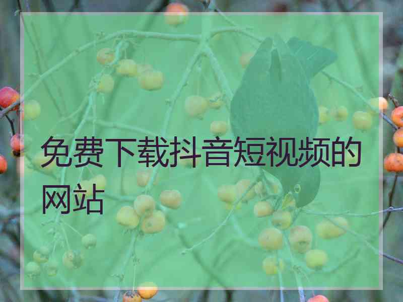 免费下载抖音短视频的网站