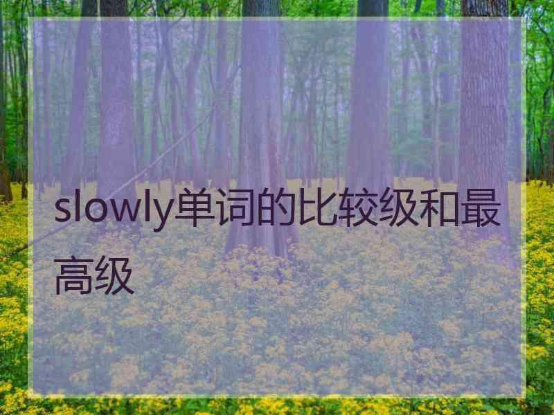 slowly单词的比较级和最高级