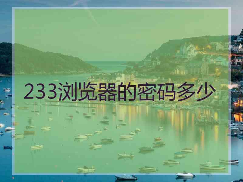 233浏览器的密码多少