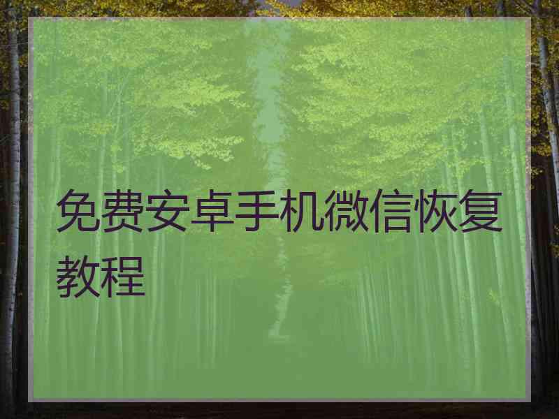 免费安卓手机微信恢复教程