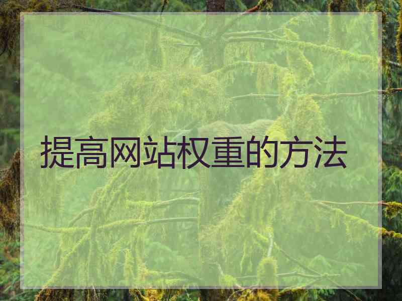 提高网站权重的方法