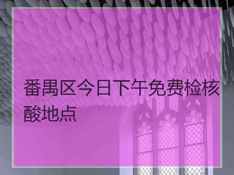 番禺区今日下午免费检核酸地点