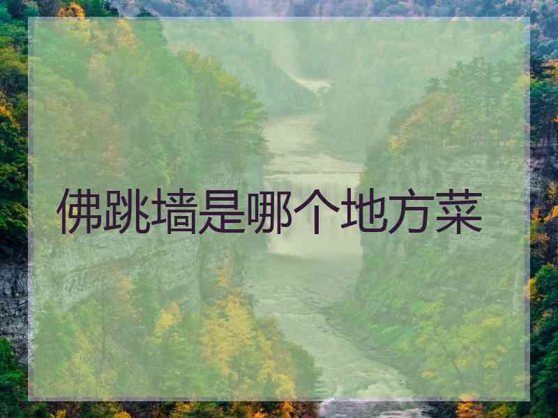 佛跳墙是哪个地方菜