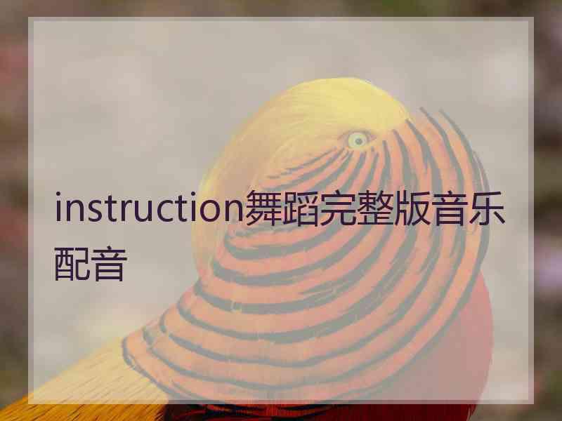 instruction舞蹈完整版音乐配音