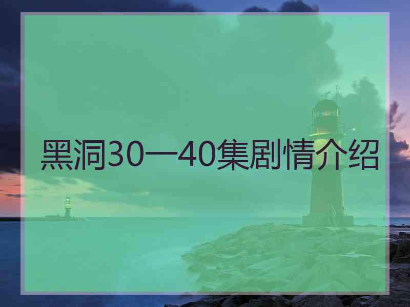 黑洞30一40集剧情介绍