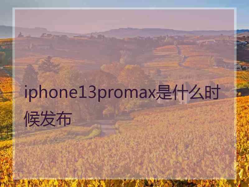 iphone13promax是什么时候发布