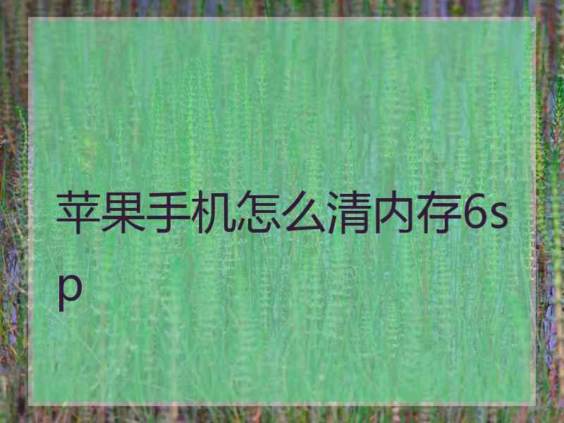 苹果手机怎么清内存6sp