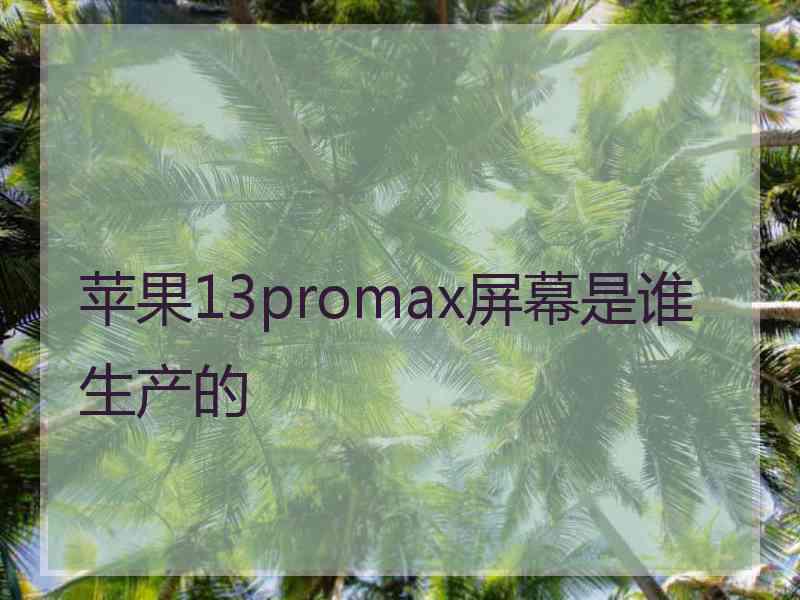 苹果13promax屏幕是谁生产的