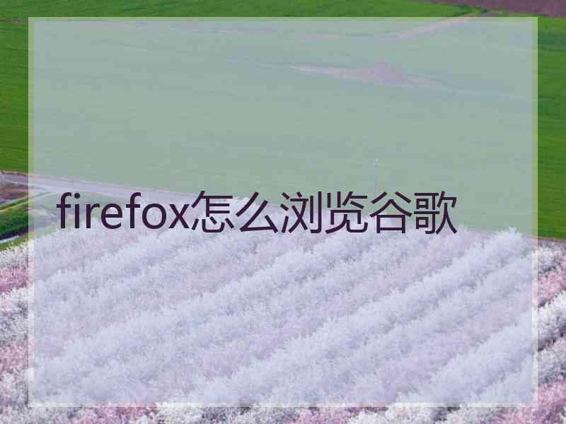 firefox怎么浏览谷歌