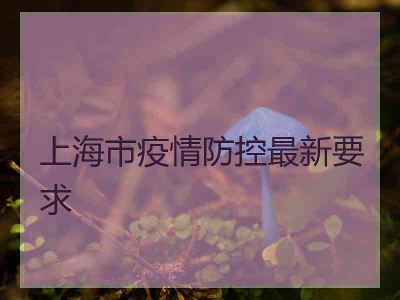 上海市疫情防控最新要求