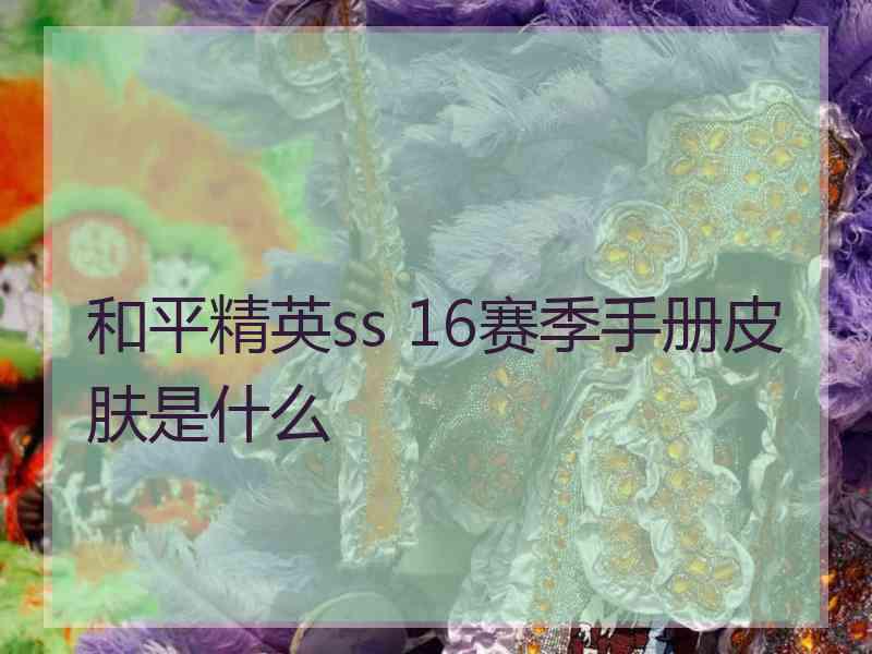 和平精英ss 16赛季手册皮肤是什么