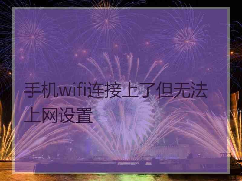 手机wifi连接上了但无法上网设置