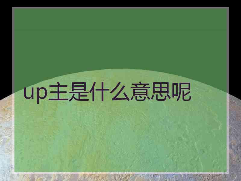 up主是什么意思呢