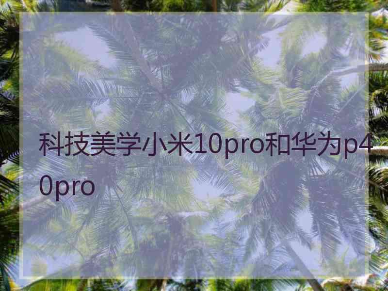 科技美学小米10pro和华为p40pro