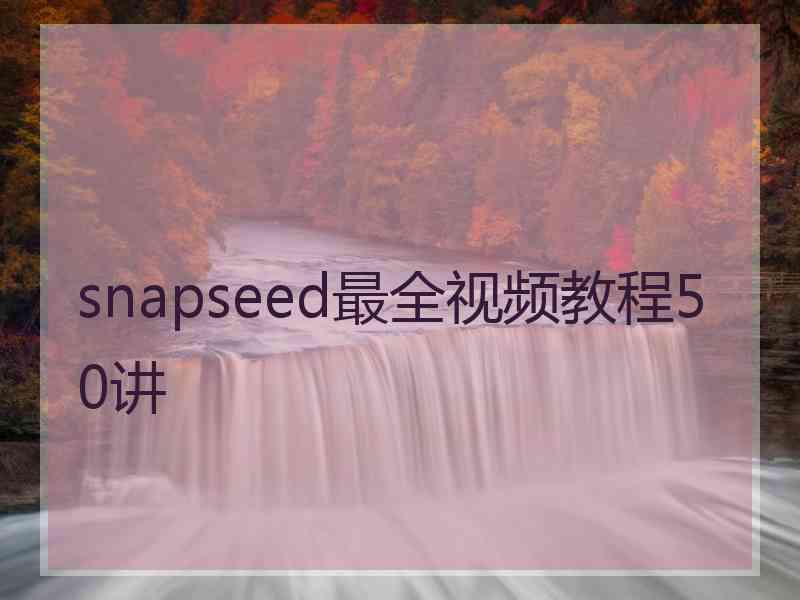 snapseed最全视频教程50讲