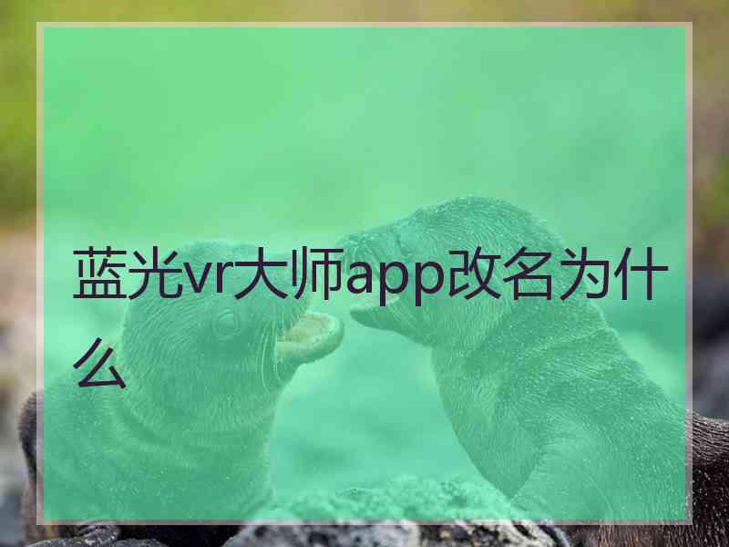 蓝光vr大师app改名为什么